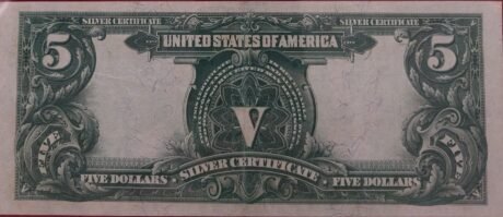 Реверс банкноты 5 долларов Silver Certificate — «Indian Chief Note» (Соединенные Штаты Америки) 1899 года