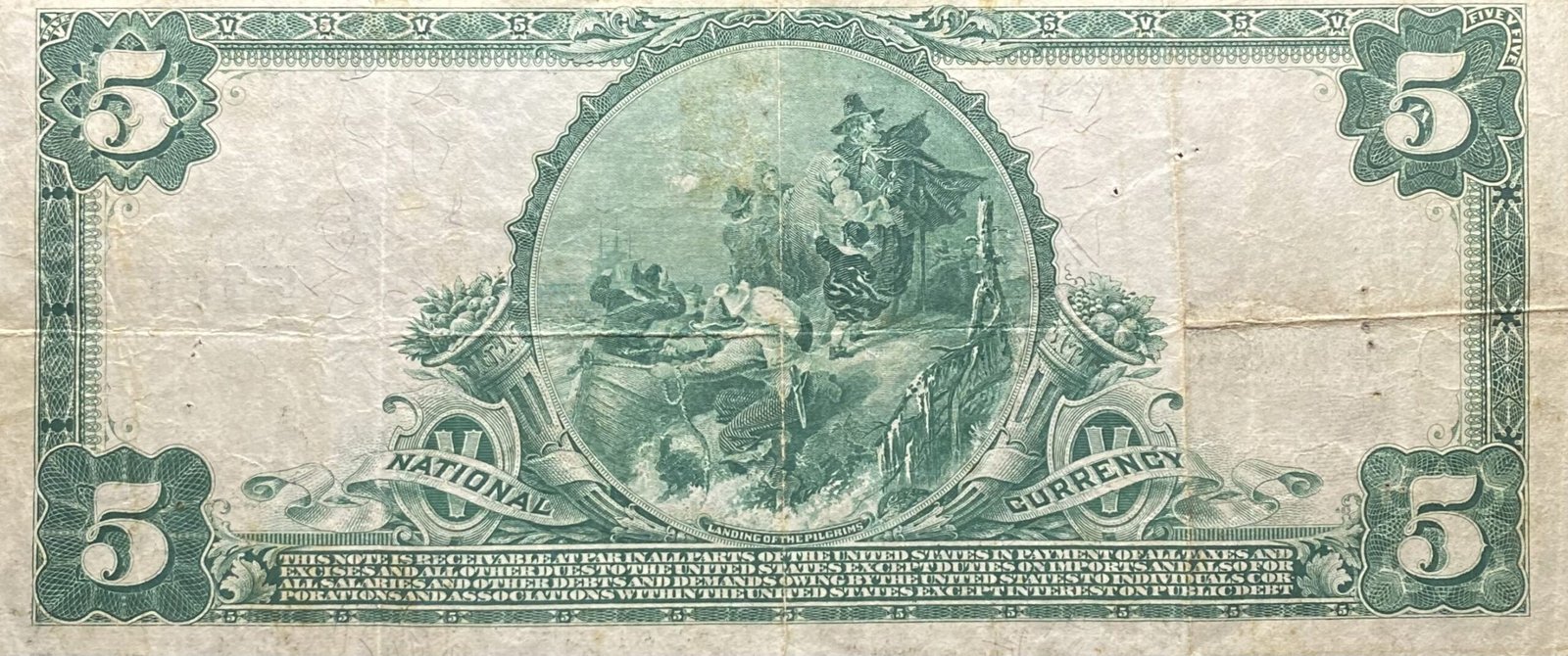 Реверс банкноты 5 долларов Large-Size National Bank Note (Соединенные Штаты Америки) 1902 года