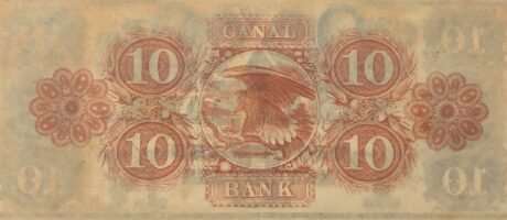 Реверс банкноты 10 долларов Canal Bank; «Redback» (Соединенные Штаты Америки) 1831 года