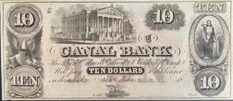 Аверс банкноты 10 dolarów Canal Bank (Stany Zjednoczone Ameryki) 1841