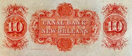 Реверс банкноты 10 dolarów Canal Bank (Stany Zjednoczone Ameryki) 1841