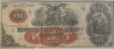 Реверс банкноты 10 долларов Bank of Washington - North Carolina (Соединенные Штаты Америки) 1851 года