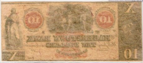 Реверс банкноты 10 dolarów Hagerstown Bank (Stany Zjednoczone Ameryki) 1855