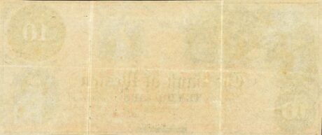 Реверс банкноты 10 долларов Bank of Weston - Virginia (Соединенные Штаты Америки) 1859 года