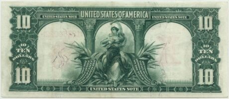 Реверс банкноты 10 долларов Large-Size United States Note (Соединенные Штаты Америки) 1901 года