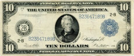 Аверс банкноты 10 долларов Large-Size Federal Reserve Note (Соединенные Штаты Америки) 1914 года