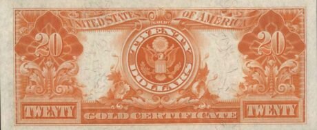Реверс банкноты 20 долларов Gold Certificate - 