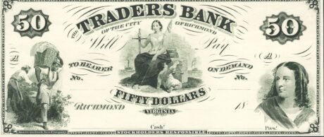 Аверс банкноты 50 долларов Traders Bank of Virginia (Соединенные Штаты Америки) 1860 года