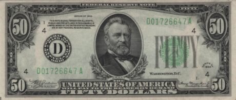 Аверс банкноты 50 долларов Federal Reserve Note; small portrait (Соединенные Штаты Америки) 1928 года