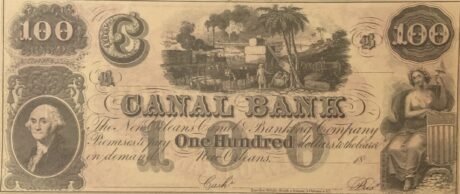 Аверс банкноты 100 долларов Canal Bank (Соединенные Штаты Америки) 1841 года