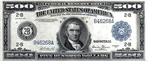 Аверс банкноты 500 долларов Large-Size Federal Reserve Note (Соединенные Штаты Америки) 1914 года