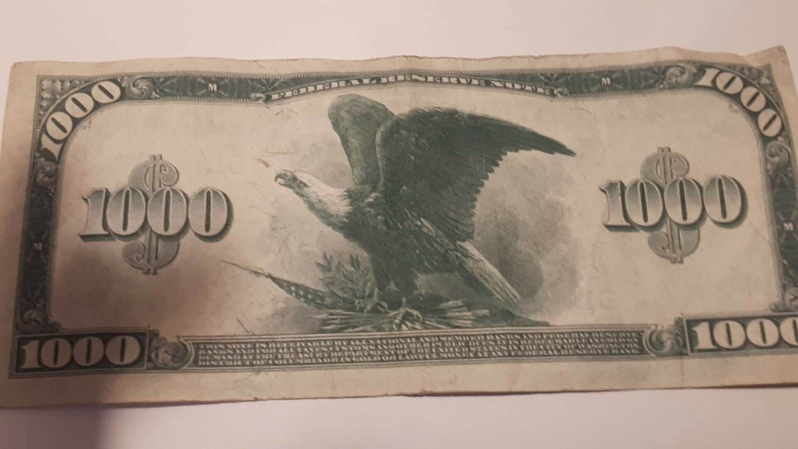 Реверс банкноты 1000 долларов Large-Size Federal Reserve Note (Соединенные Штаты Америки) 1918 года