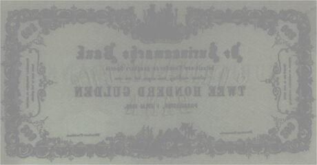 Реверс банкноты 200 гульден (Суринам) 1865 года