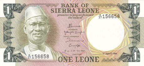Аверс банкноты 1 леон (Сьерра-Леоне) 1974 года