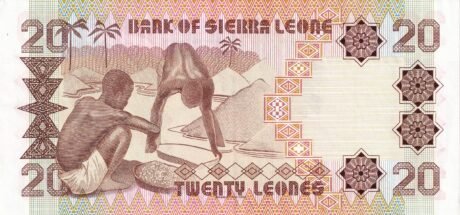 Реверс банкноты 20 леонов (Сьерра-Леоне) 1982 года