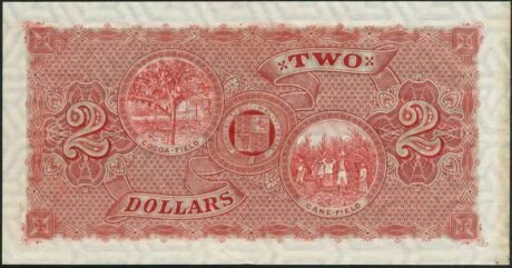 Реверс банкноты 2 долларов (Тринидад и Тобаго) 1905 года