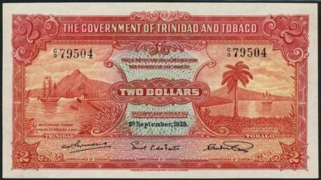 Аверс банкноты 2 dolary (Trynidad i Tobago) 1934