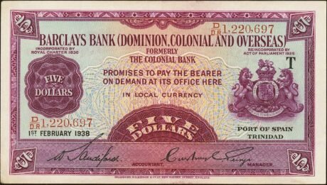 Аверс банкноты 5 долларов 