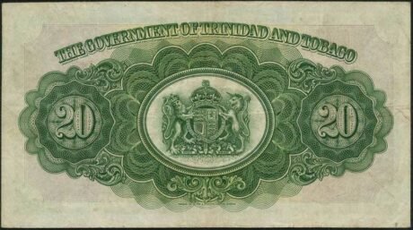 Реверс банкноты 20 долларов (Тринидад и Тобаго) 1943 года