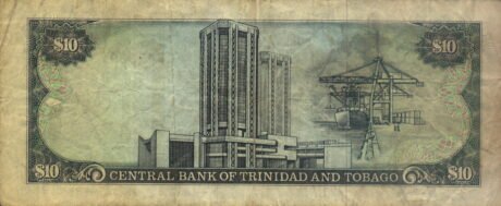 Реверс банкноты 10 долларов (Тринидад и Тобаго) 1985 года