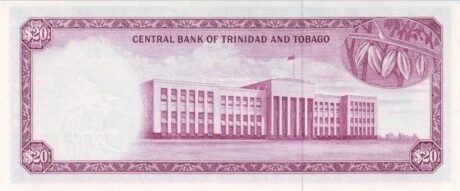 Реверс банкноты 20 долларов (Тринидад и Тобаго) 1977 года