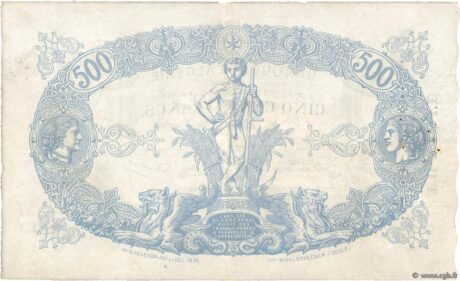 Реверс банкноты 500 franków (Tunezja) 1904