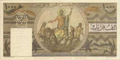 Реверс банкноты 1000 франков (Тунис) 1950 года