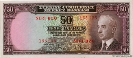 Аверс банкноты 50 Kurusz (Turcja) 1944