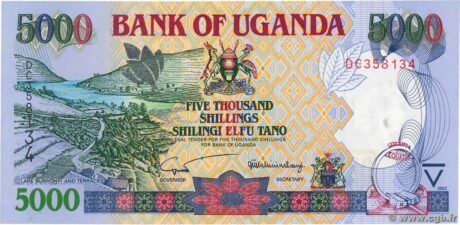 Аверс банкноты 5000 шиллингов (Уганда) 2000 года