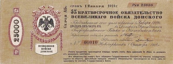 Аверс банкноты 25000 рублей (Россия) 1919 года