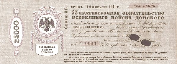 Аверс банкноты 25000 рублей (Россия) 1919 года