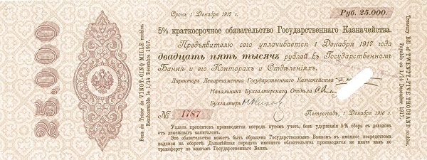 Аверс банкноты 25000 рублей (Россия) 1916 года