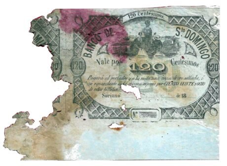 Аверс банкноты 120 центов (Уругвай) 1858 года