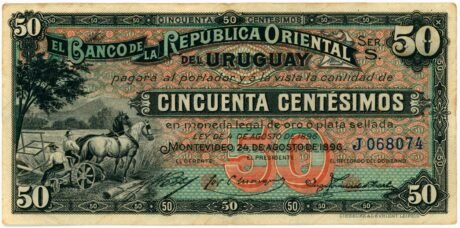 Аверс банкноты 50 центов (Уругвай) 1896 года