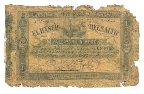 Аверс банкноты 1 peso (Urugwaj) 1863