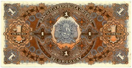 Реверс банкноты 1 песо (Уругвай) 1896 года