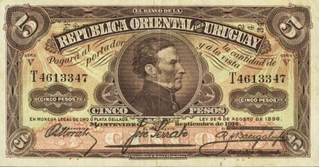 Аверс банкноты 5 pesos (Urugwaj) 1914