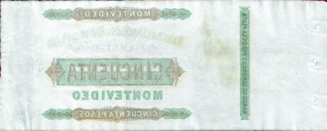 Реверс банкноты 50 песо (Уругвай) 1872 года