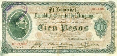 Аверс банкноты 100 pesos (Urugwaj) 1918