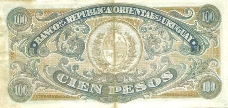 Реверс банкноты 100 pesos (Urugwaj) 1918