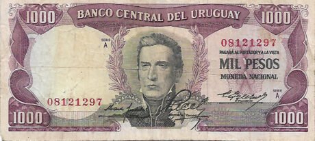 Аверс банкноты 1000 песо (Уругвай) 1967 года