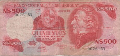 Аверс банкноты 500 песо (Уругвай) 1978 года