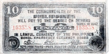 Аверс банкноты 10 centavos (Filipiny) 1942