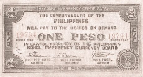 Аверс банкноты 1 песо (Филиппины) 1943 года