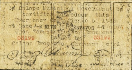 Аверс банкноты 5 centavos (Filipiny) 1943