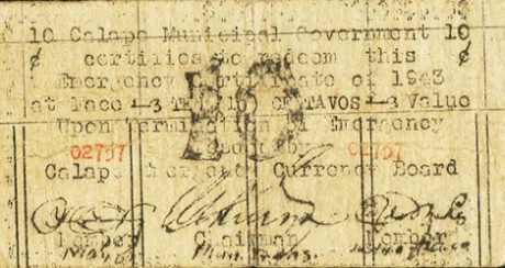 Аверс банкноты 10 сентаво (Филиппины) 1943 года