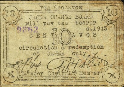 Аверс банкноты 10 сентаво (Филиппины) 1943 года