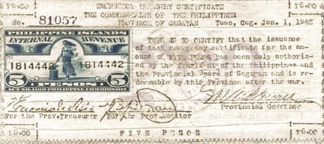 Аверс банкноты 5 pesos (Filipiny) 1942