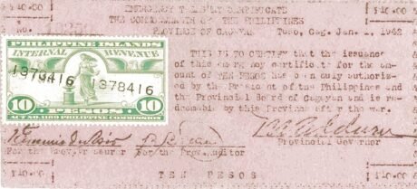 Аверс банкноты 10 песо (Филиппины) 1942 года
