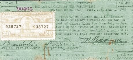Аверс банкноты 20 песо (Филиппины) 1942 года